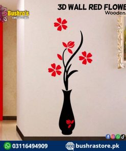 3D Wooden Wall Red Flowers