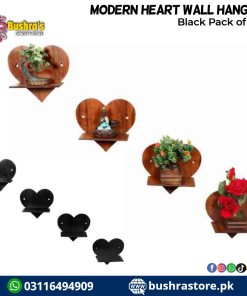 Modern Heart Wall Hanging Black Pack of 3