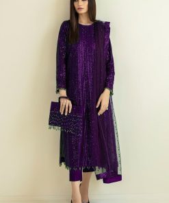 Elegant Luxury Work Unstitched Wedding Partywear Nikha Walima Engagement Mehndi Mayon Dark purple Dress