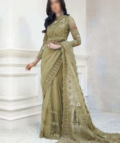 Elegant Luxury Work Unstitched Wedding Partywear Nikha Walima Engagement Mehndi Mayon Saree Dress