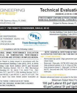 Frozen Beverage Dispensers: Remote Condenser, Single, 60 HZ (TER 20-27225.1)