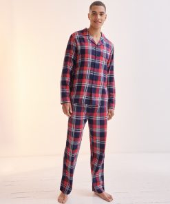 SFM74 Men’s tartan lounge Set Red Navy Check
