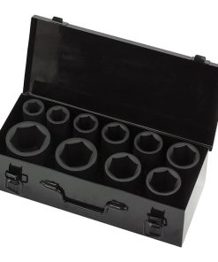 Socket Set; Deep, 11-Piece Impact, 3/4”, 6pt, 22-50mm