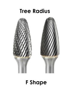 Tree Carbide Burrs – Radius (F-Shape) on 6mm shank