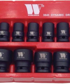 Socket Set: Shallow Impact, 1/2”dr, 12pt, Dynamic Wall Drive, 10-32 mm