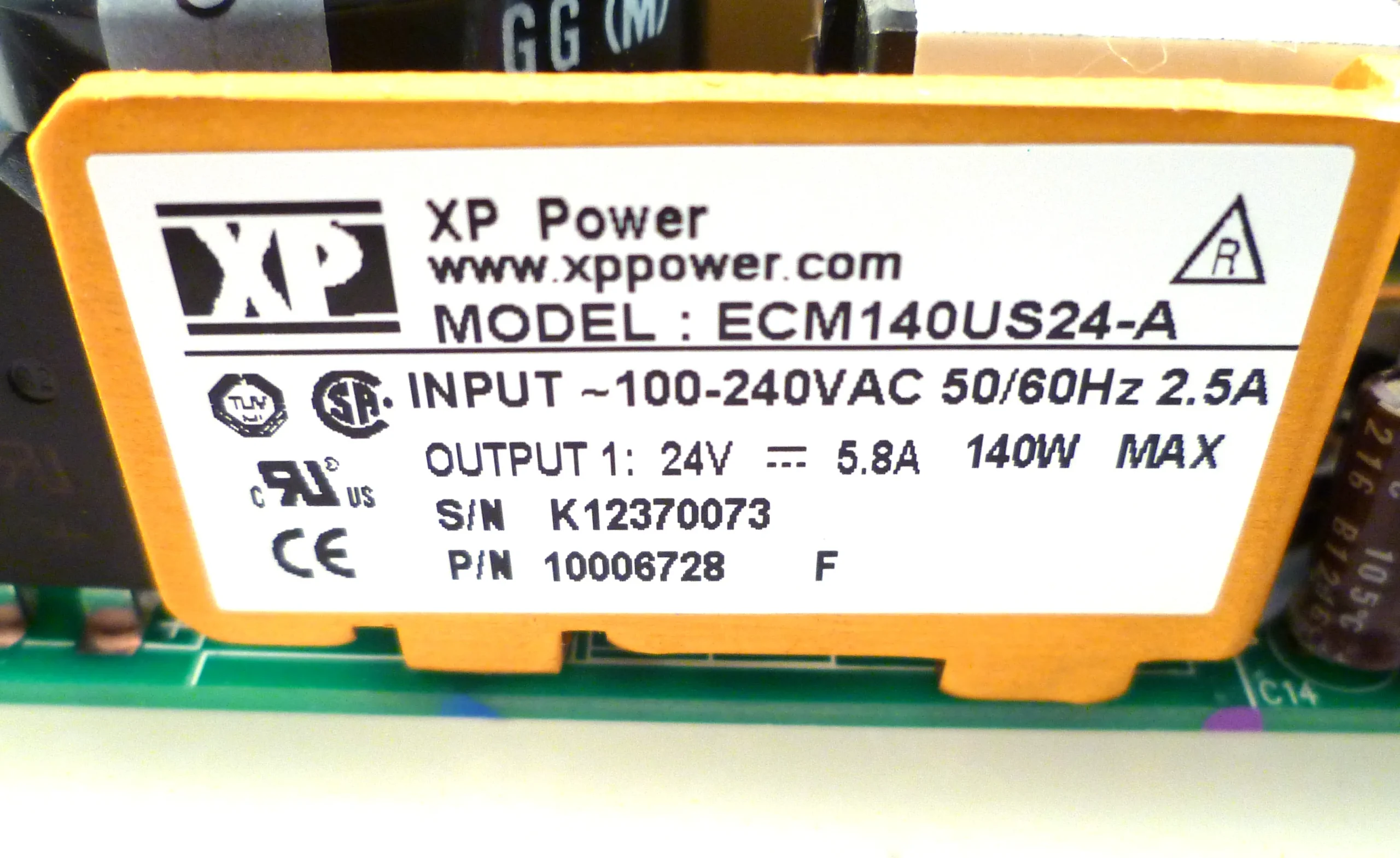 XP Power Supply ECM140US24-A 24V 5A Class I and II Medical Grade MBF017H - Image 3