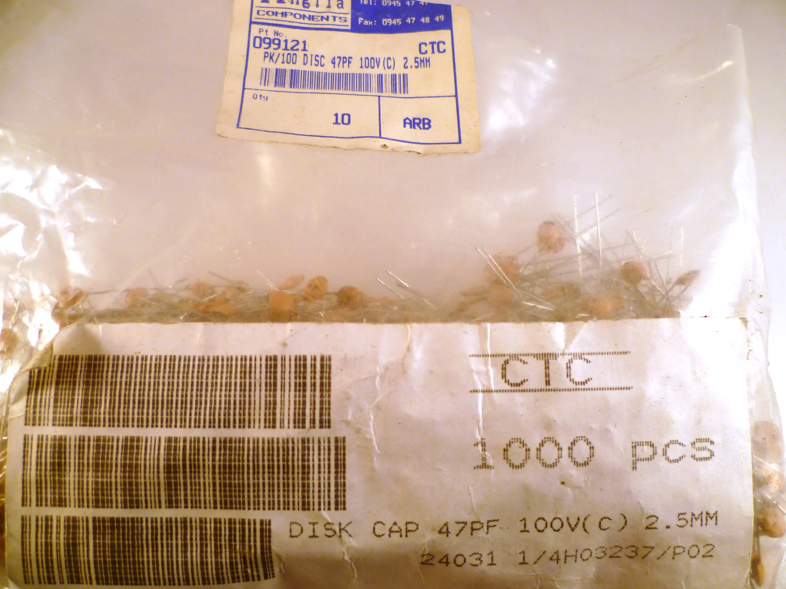 CTC Ceramic Disc Capacitor 47pF 100V 2.5mm 5% 20 Pieces MBD004C - Image 3