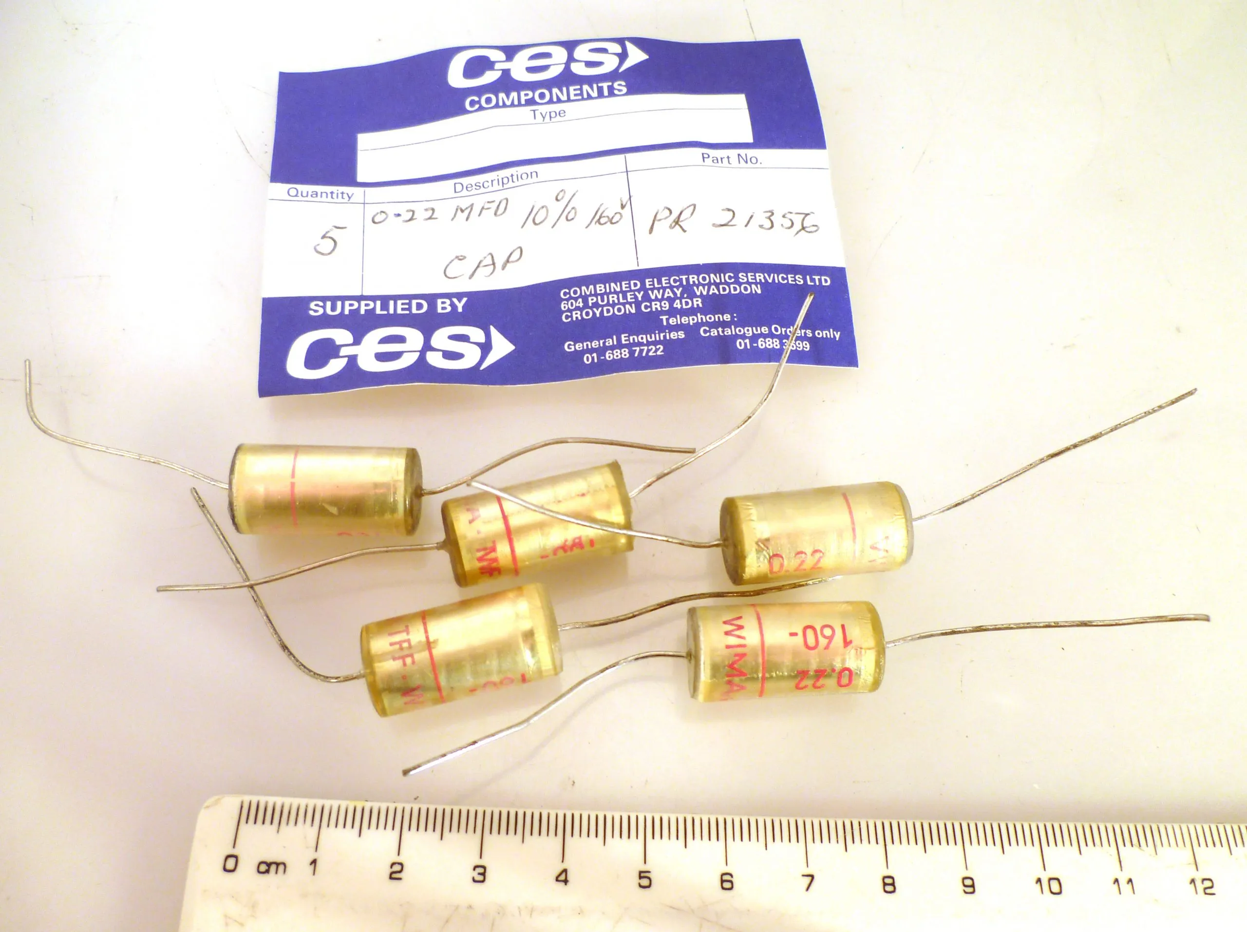 Wima TFF Tropyfol Polyester Axial Capacitors 0.22uF 160V MBD017C - Image 4
