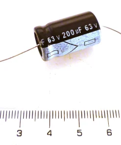 Suntan Electrolytic Capacitor TS13AH 200uf 63V 105’C Axial 22x13mm OL0110
