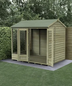 Forest Beckwood Reverse Apex Summerhouse 8×6 – Double Door – 5 Windows