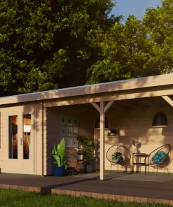 Woodpro Log Cabin With Canopy – 25 x 10ft