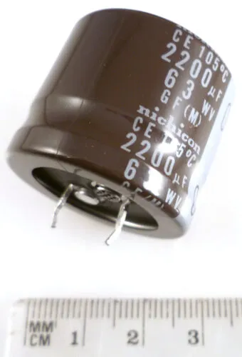 Nichicon LGF1J222MHSB Electrolytic Capacitors 63v 2200uf 105’C OL0074B